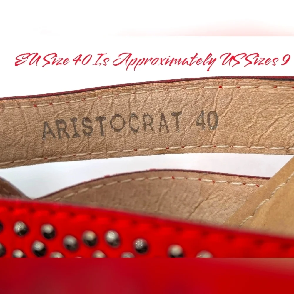 Patrizia By Spring Step Studded Red Sequin High Heel Wedge Sandal Sz US 9 EU 40 - Picture 11 of 16